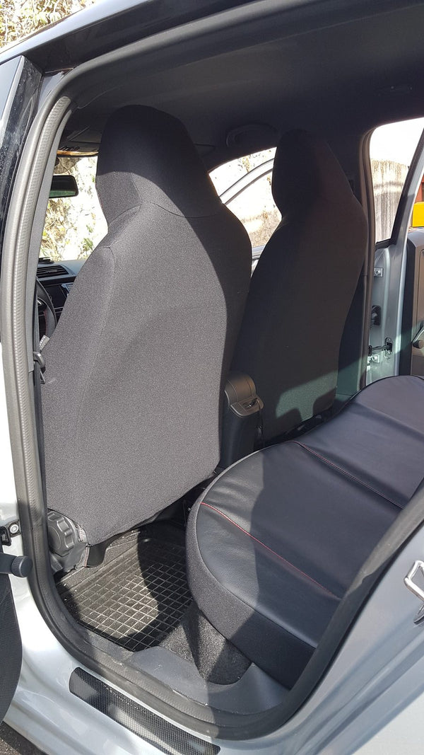 Sitzbezug aus Stoff mit Kunstlederverstärkung, Skoda Fabia, schwarz