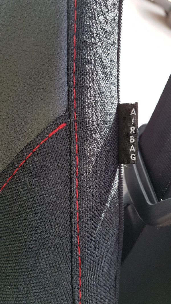 Sitzbezug aus Stoff mit Kunstlederverstärkung, Skoda Fabia, schwarz