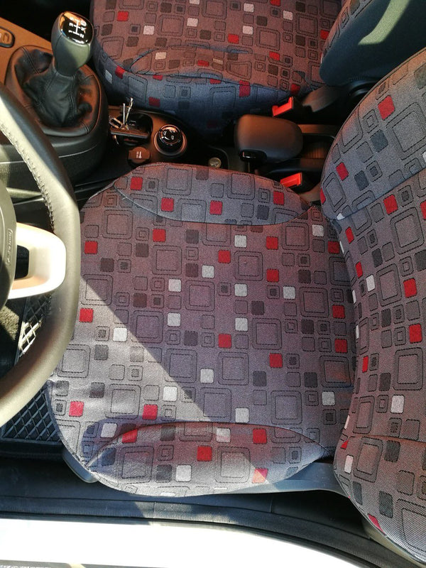 Stoffbezug Fiat, grau/rot gemustert