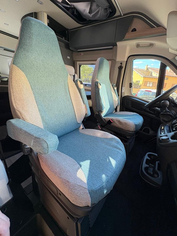 Stoffbezug Wohnmobil, türkis/hellblau